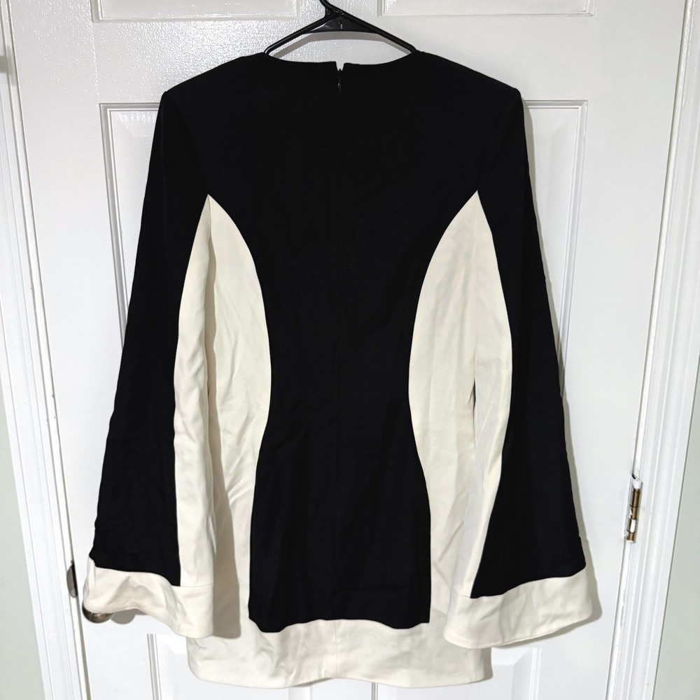 Misha Collection Black White Colorblock Long Sleeve Mini Dress AW17DR110 US 8 - Picture 5 of 6